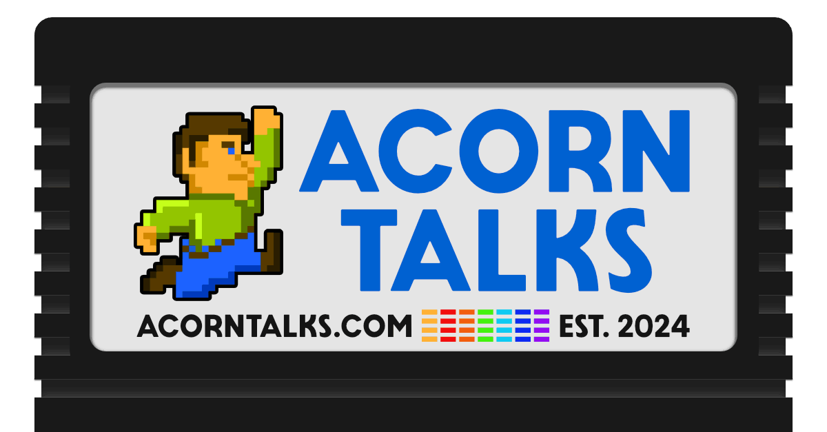 An homage to Commodore 64 Cartridges with a tiny icon and my web site name.